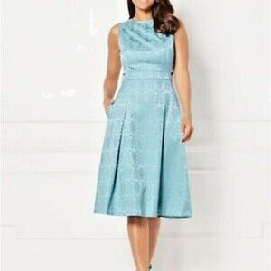 NWT Eva Mendes NY & Co Blue Cut Out Waist Back Dress Size 0